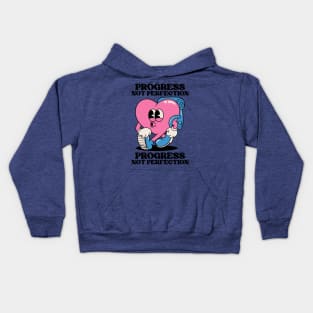 Progress, Not Perfection. Motivational and Inspirational Quotes, Inspirational quotes for work, Colorful, Vintage Retro Kids Hoodie